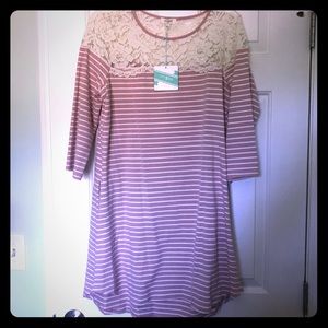 NWT Lace and striped dress, Umgee Sz Large